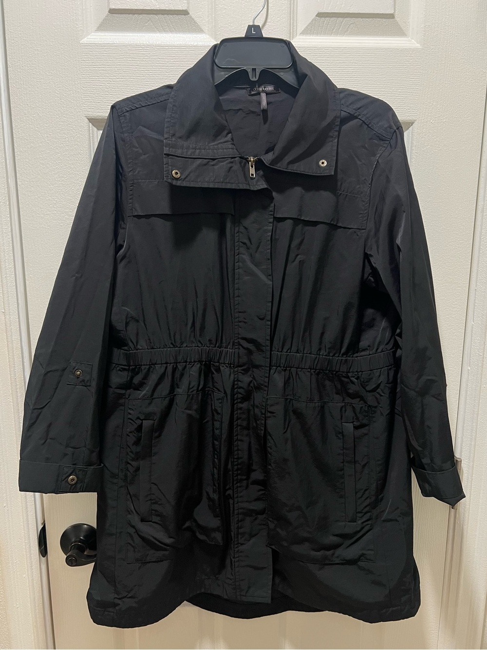 Daisy Fuentes Black Utility Anorak Jacket Cinched Waist | Size Large